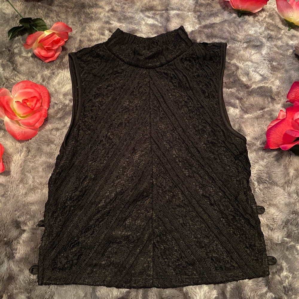 Black lace crop top
